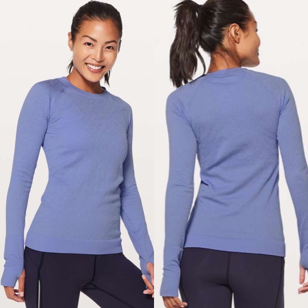 Lululemon Rest Less Pullover Hydrangea Blue textured long sleeve